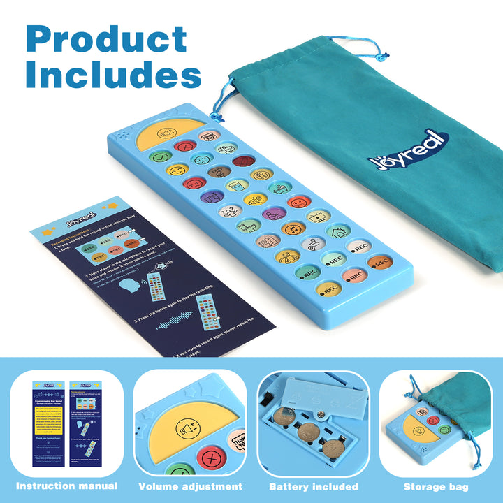 Portable AAC device with message buttons and protective storage case