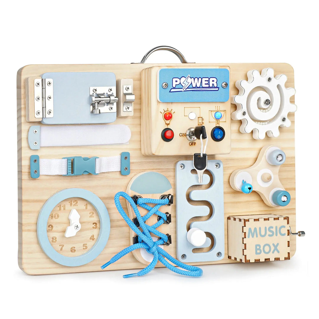 Montessori Wooden Busy Board Autism Sensory Toy for 3-5 Year