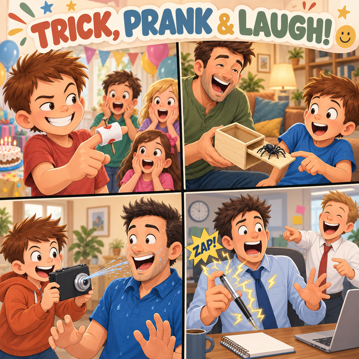 A four-panel cartoon collage with the title &