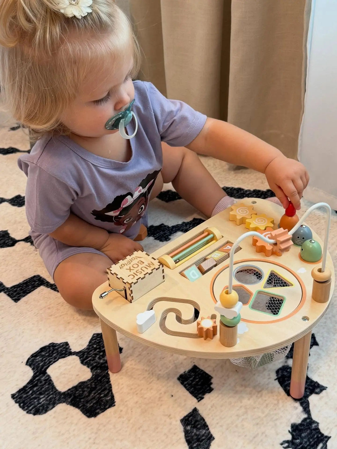 Montessori 8-in-1 Wooden Activity Table for Toddlers 1-3 