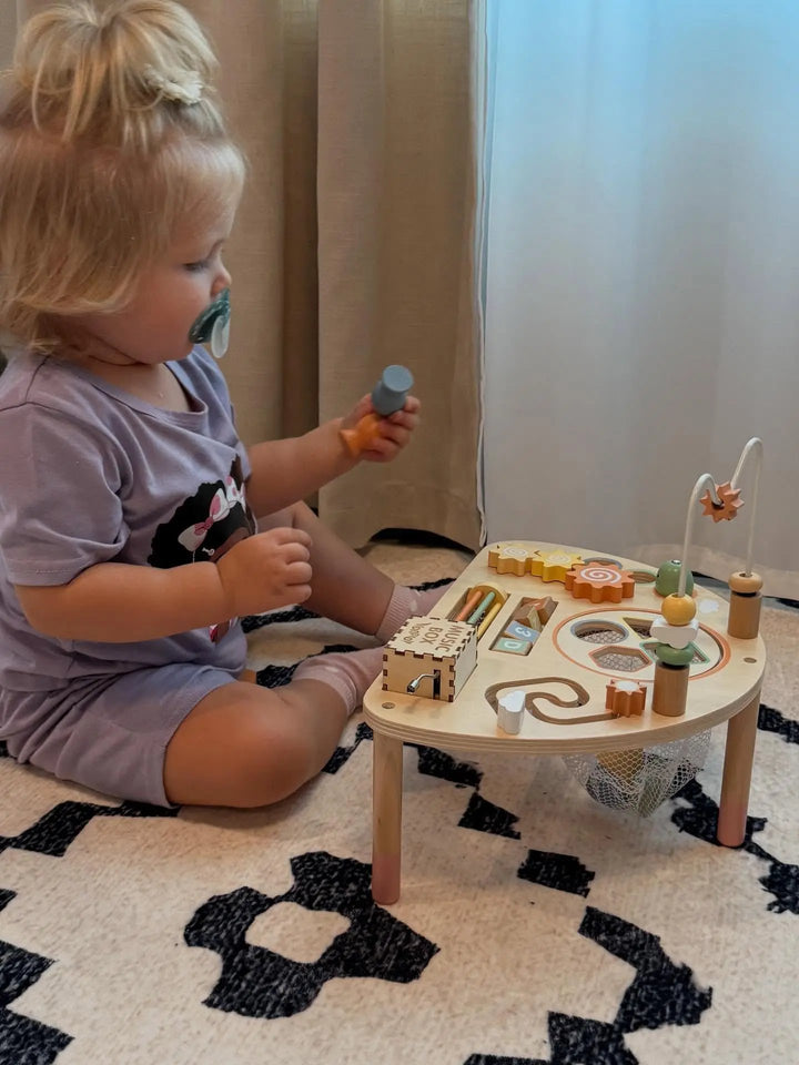 Montessori 8-in-1 Wooden Activity Table for Toddlers 1-3 