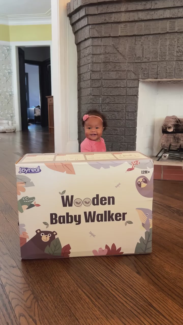 Adjustable Wooden Baby Push Walker for Toddlers