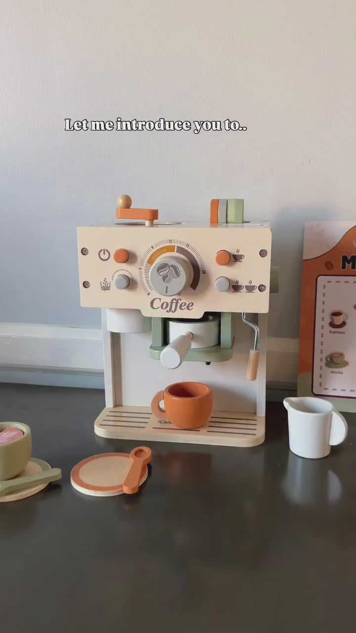 Wooden Toy Coffee Maker Playset for Kids
