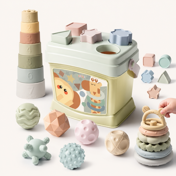 Silicone sensory balls and stacking Montessori baby toys