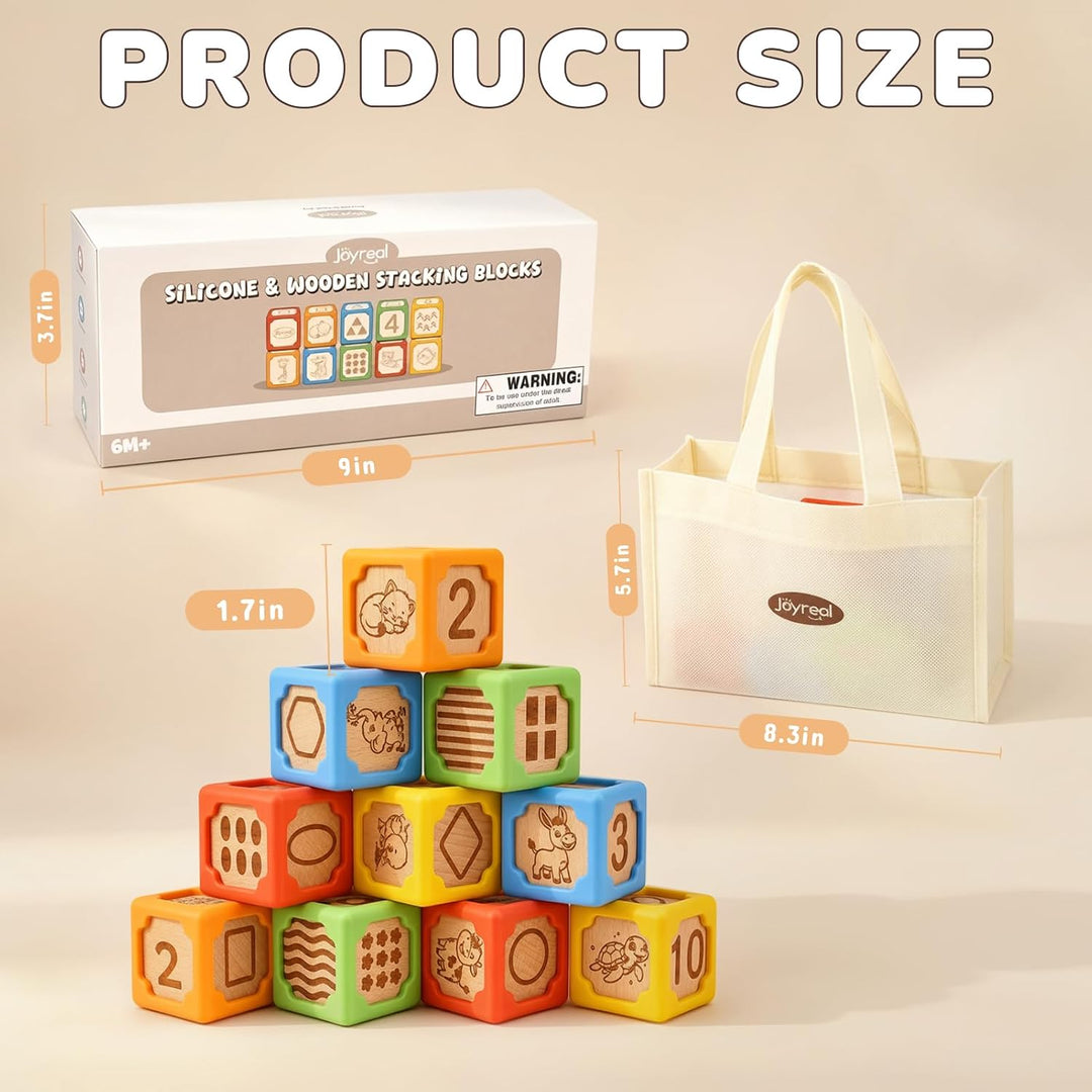 Silicone sensory blocks with raised textures for baby play
