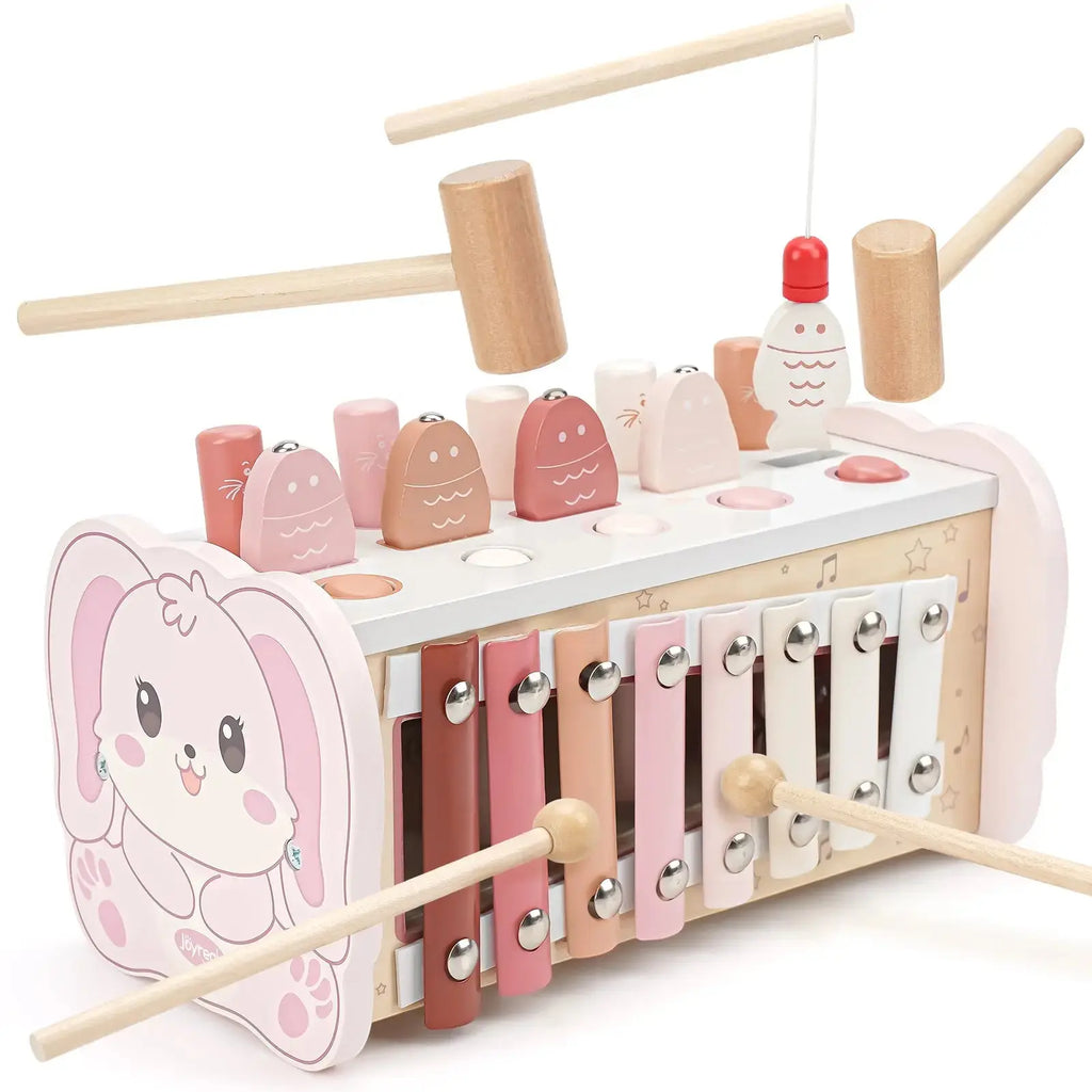 Wooden Hammering Pounding Toy Xylophone & Fishing Game